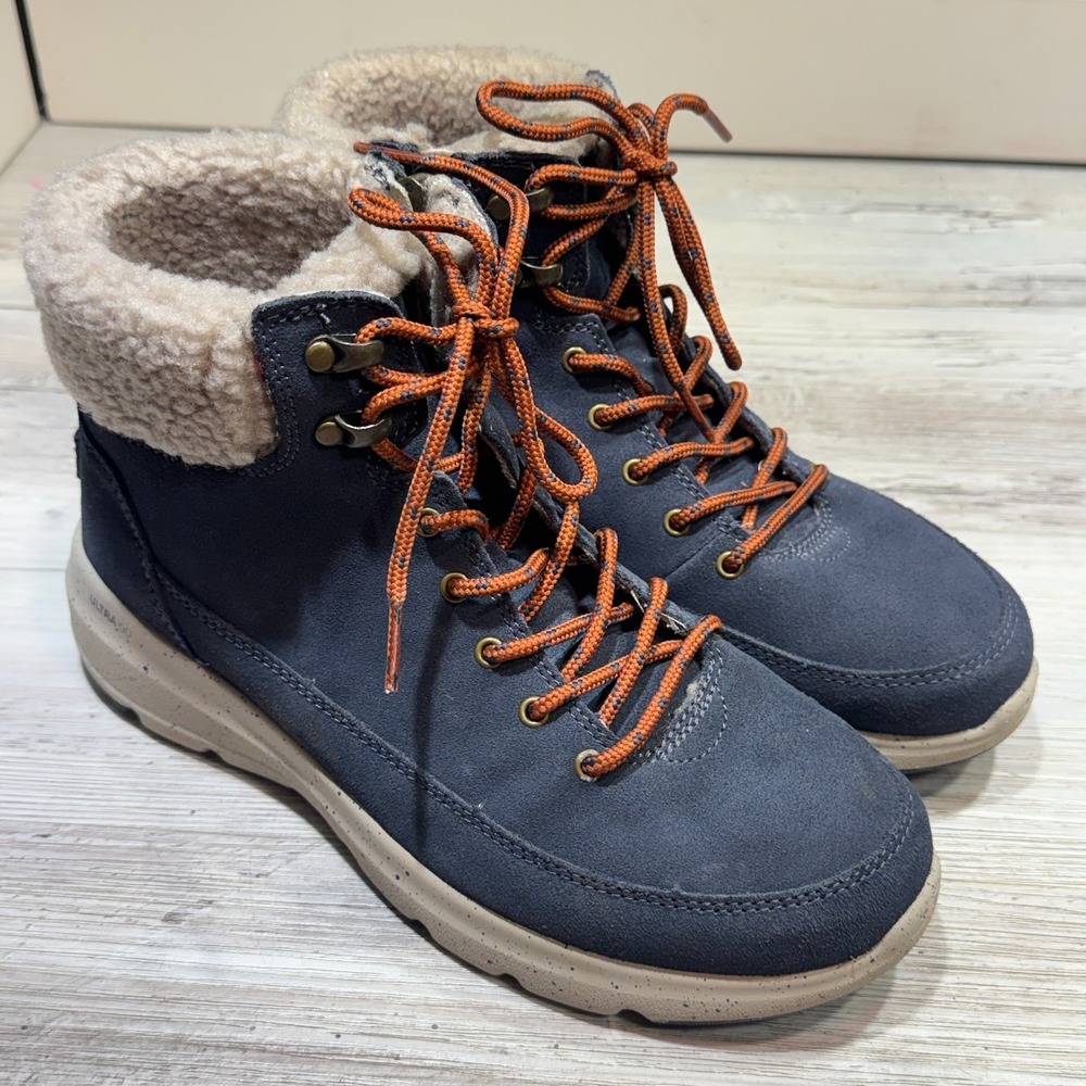 Skechers On-The-Go Glacial Womens Size 8 Ultra Timber Boots Blue‎ Ankle Suede